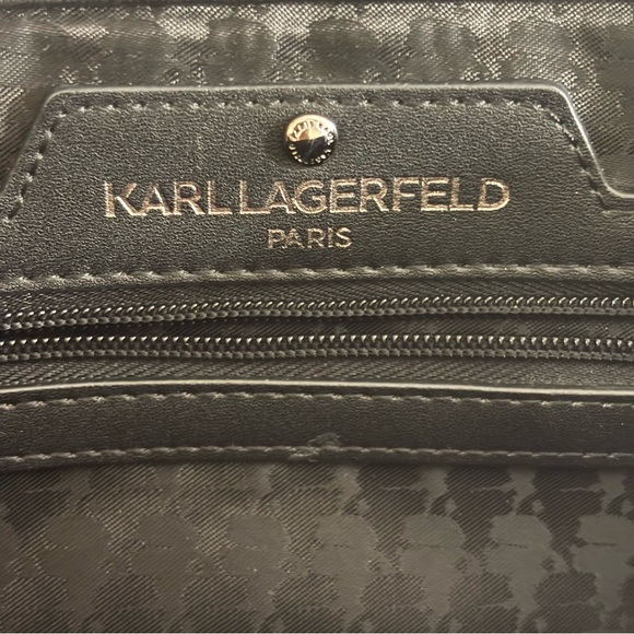 KARL LAGERFELD Paris Agyness shoulder Bag with Silver Tone Chain Straps - Picture 8 of 12